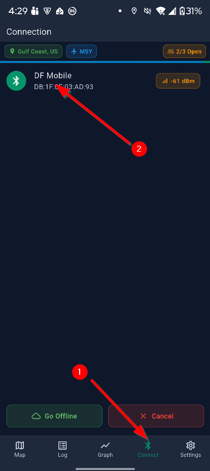 Screenshot of connecting to companion